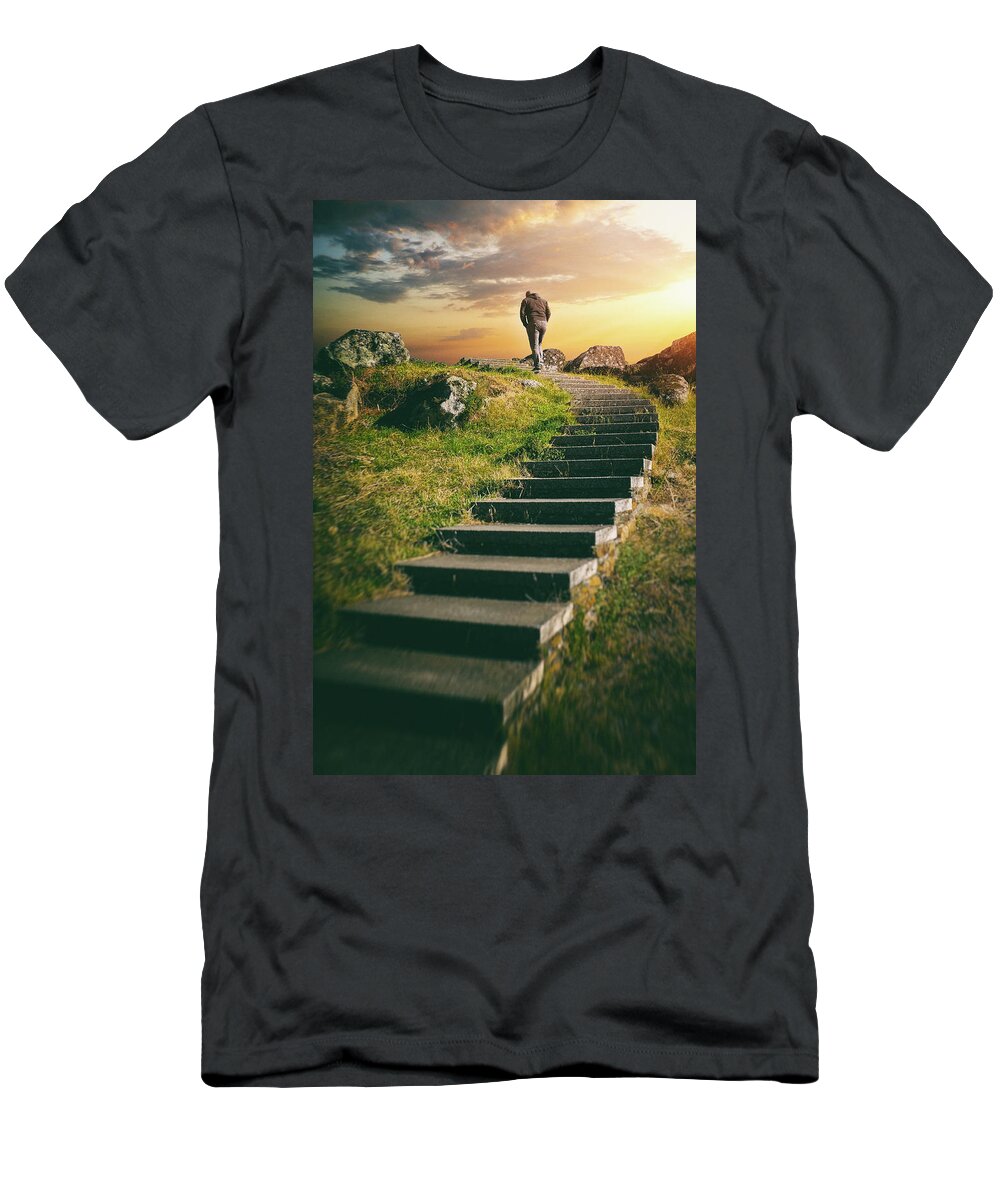 Stairs T-Shirt featuring the photograph Stairway to The Top of The Hill by Carlos Caetano