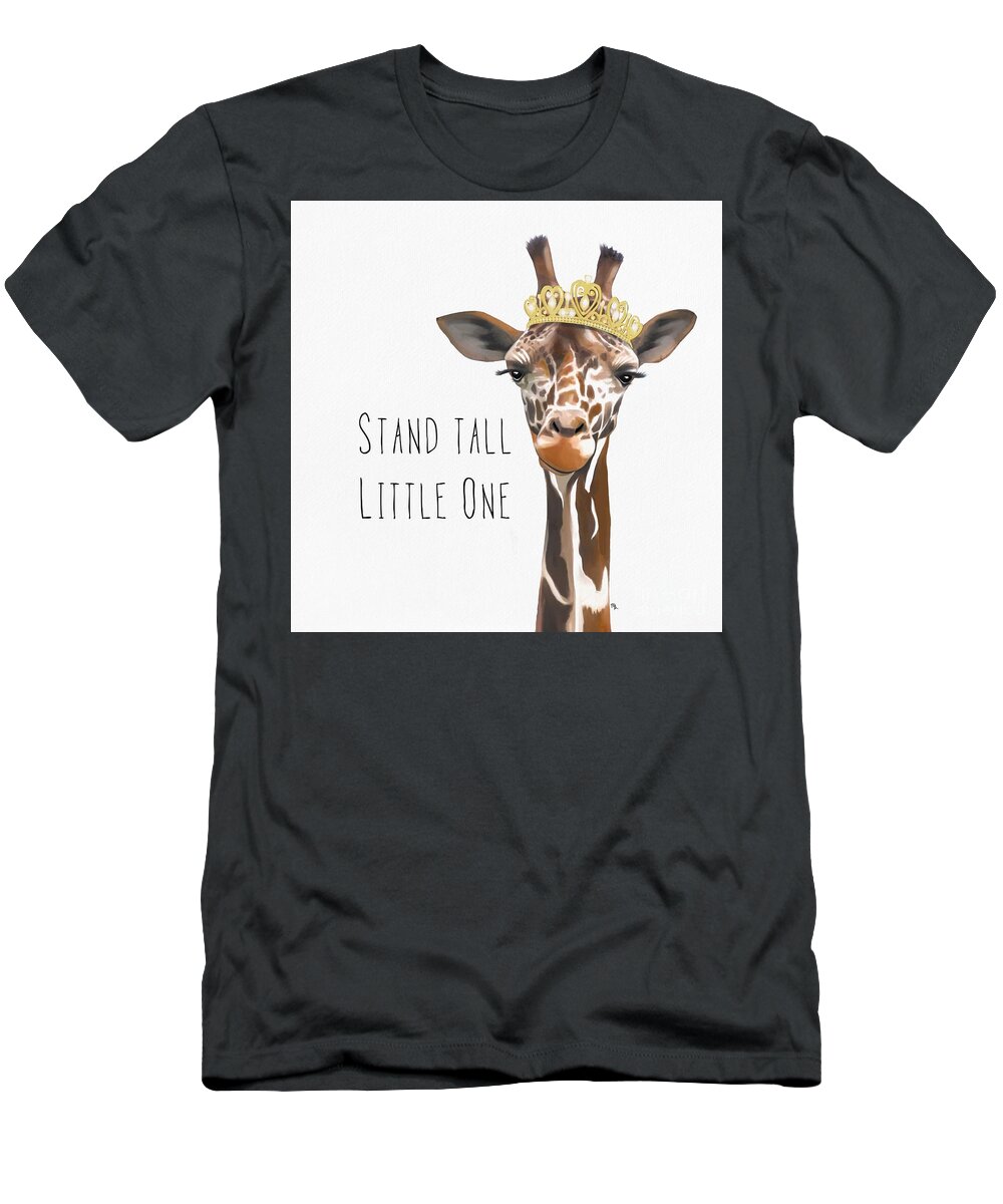 Giraffe T-Shirt featuring the painting Stand Tall Little One by Tammy Lee Bradley