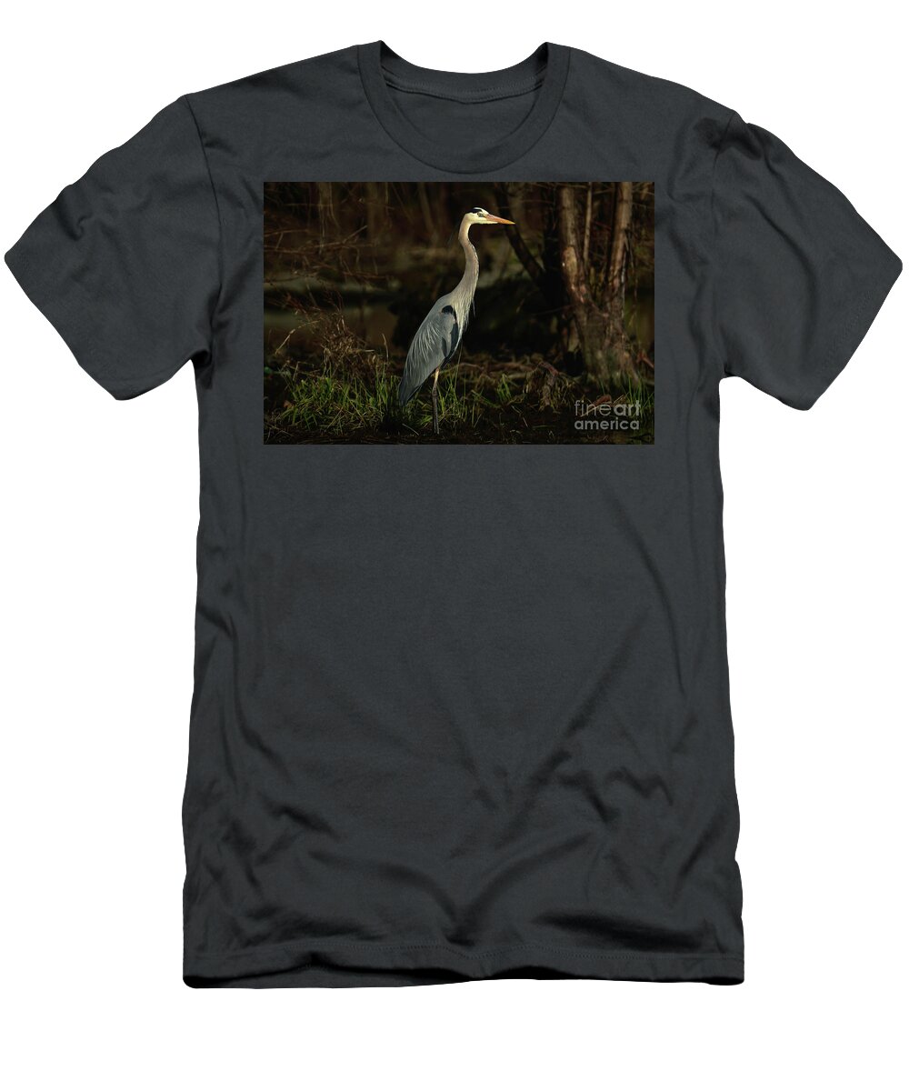 Blue Heron T-Shirt featuring the photograph Standing Blue Heron 2 by Sandra J's