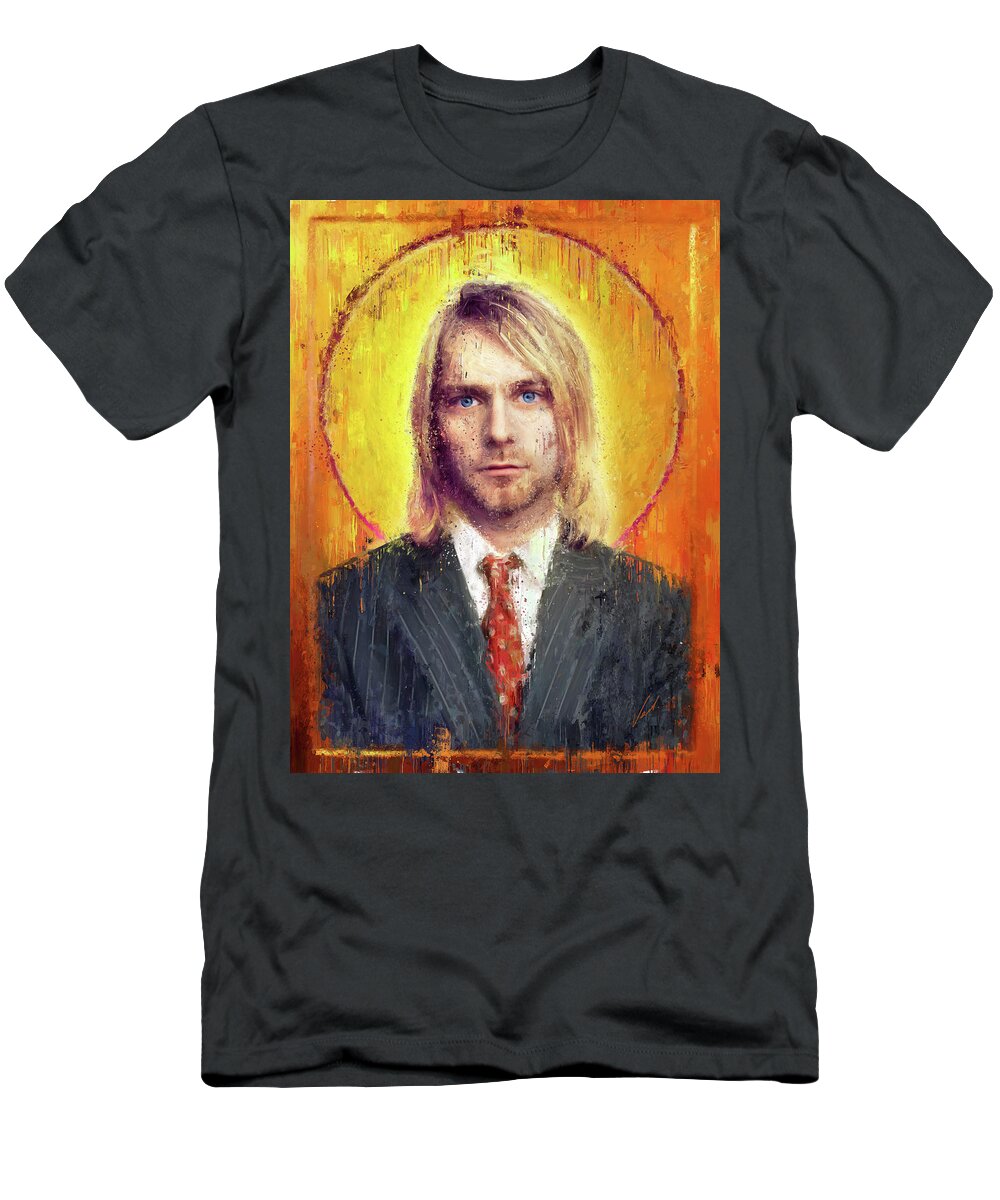 Star Icons T-Shirt featuring the painting Star Icons Kurt Cobain by Vart by Vart