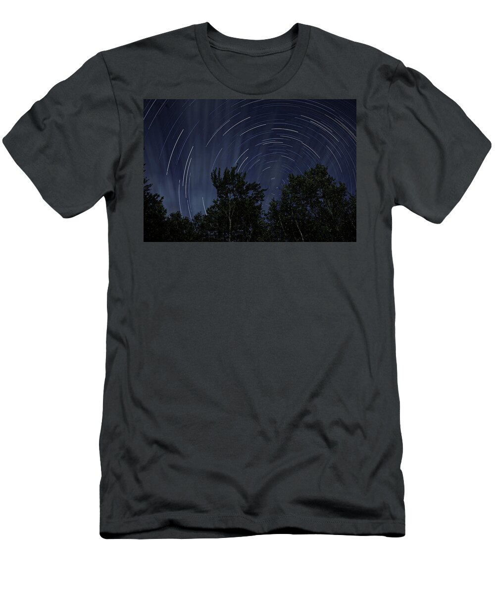 Star T-Shirt featuring the photograph Star Trails with Clouds by Doolittle Photography and Art