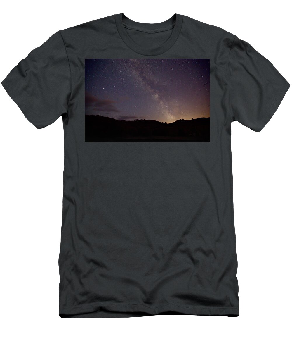 Astronomy T-Shirt featuring the photograph Stars over Swafford pond by Loyd Towe Photography