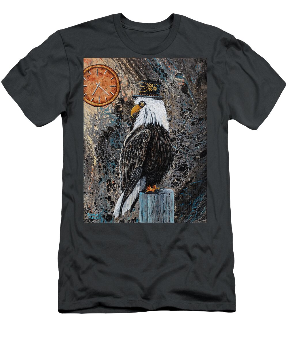 Steampunk T-Shirt featuring the painting Steampunk Eagle by Darice Machel McGuire