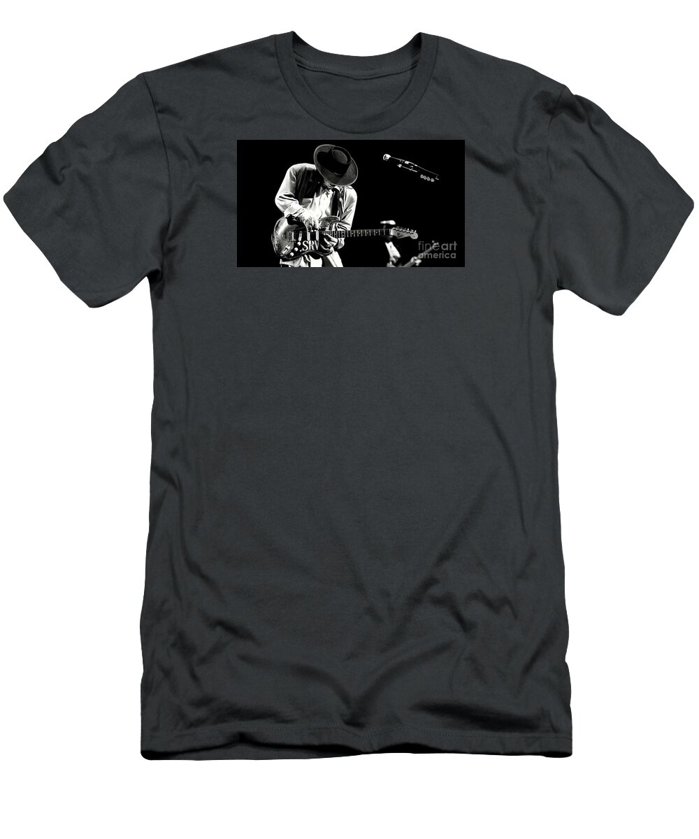 Stevie Ray Vaughan T-Shirt featuring the photograph Stevie Ray Vaughan in concert by Action