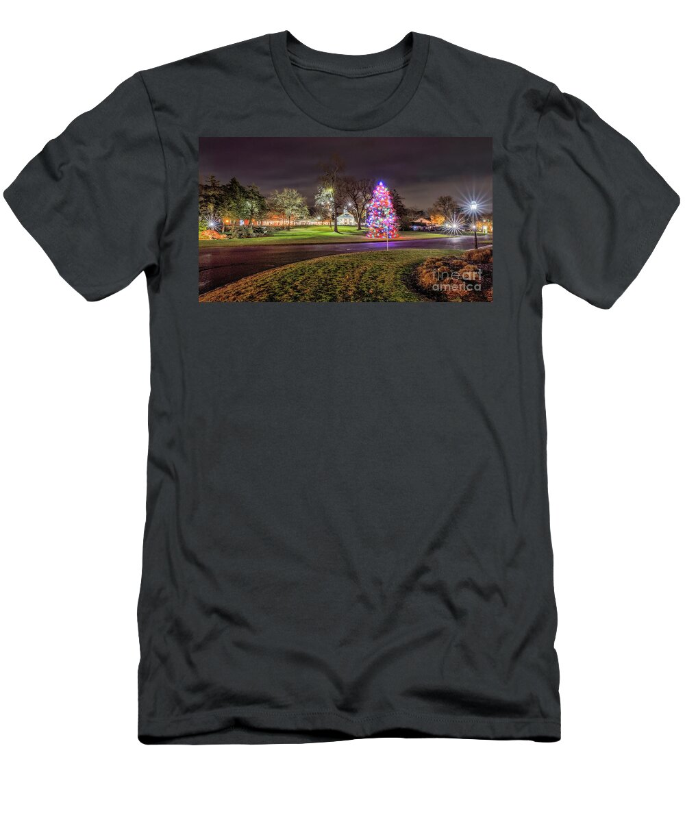 Stony Brook T-Shirt featuring the photograph Stony Brook Village at Christmas by Sean Mills
