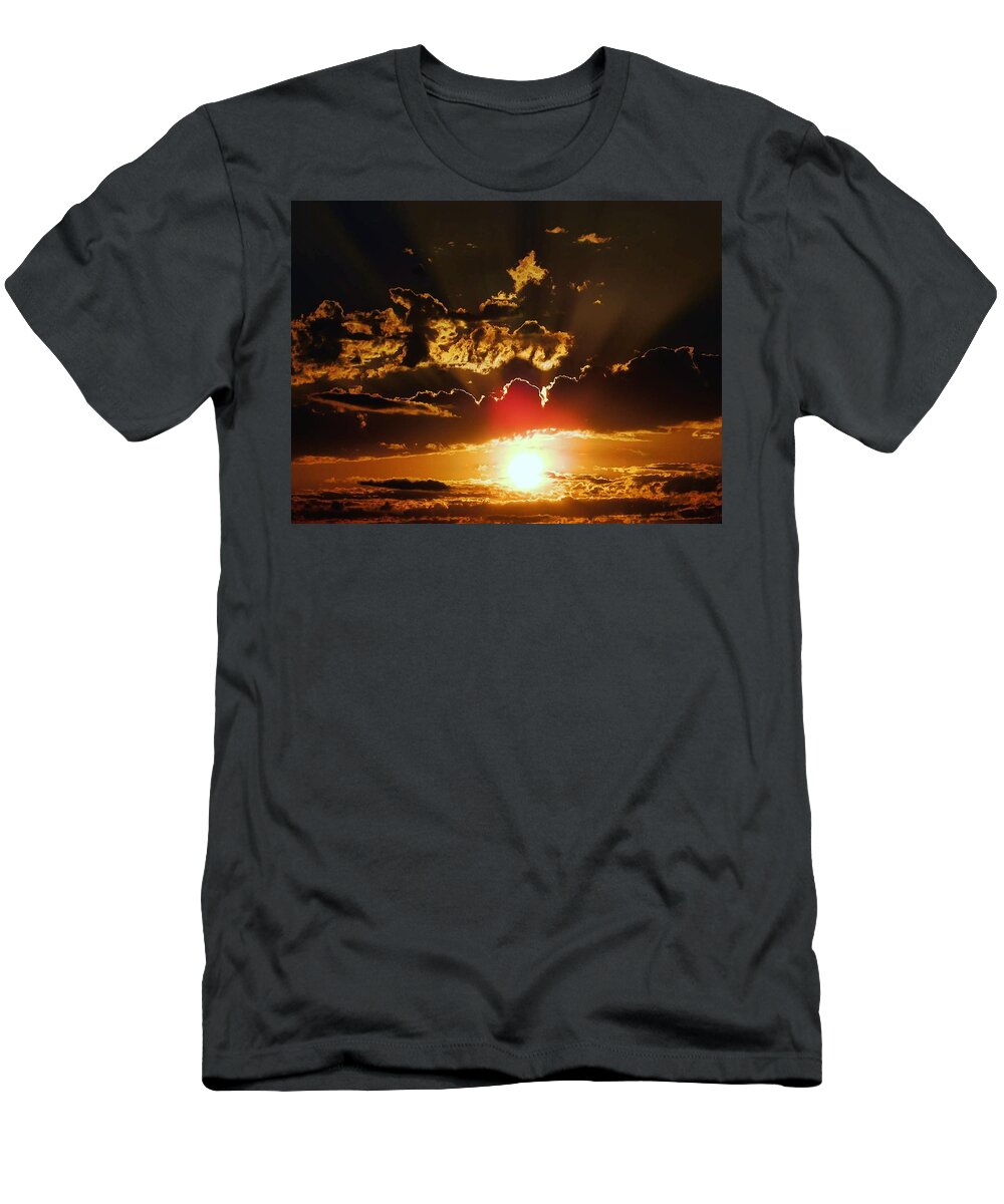 Sunset T-Shirt featuring the photograph Storms a'brewin by Judy Stepanian