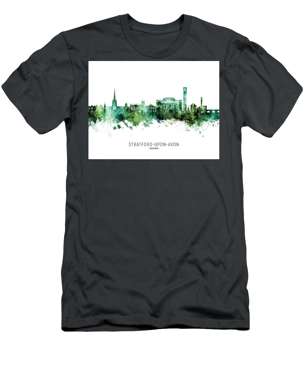 Stratford-upon-avon T-Shirt featuring the digital art Stratford-upon-Avon England Skyline #34 by Michael Tompsett