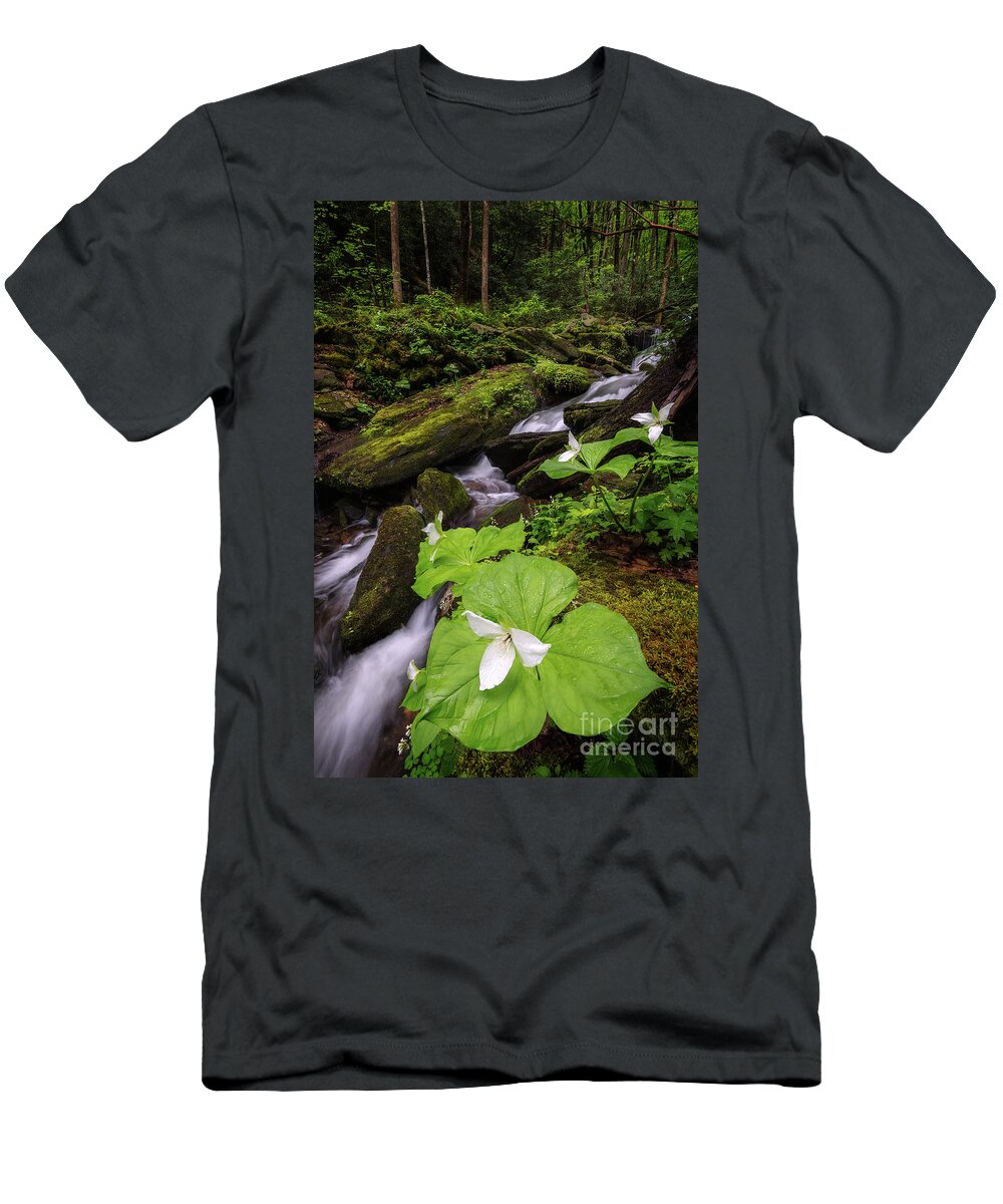 Trillium T-Shirt featuring the photograph Stream Side Trillium by Anthony Heflin