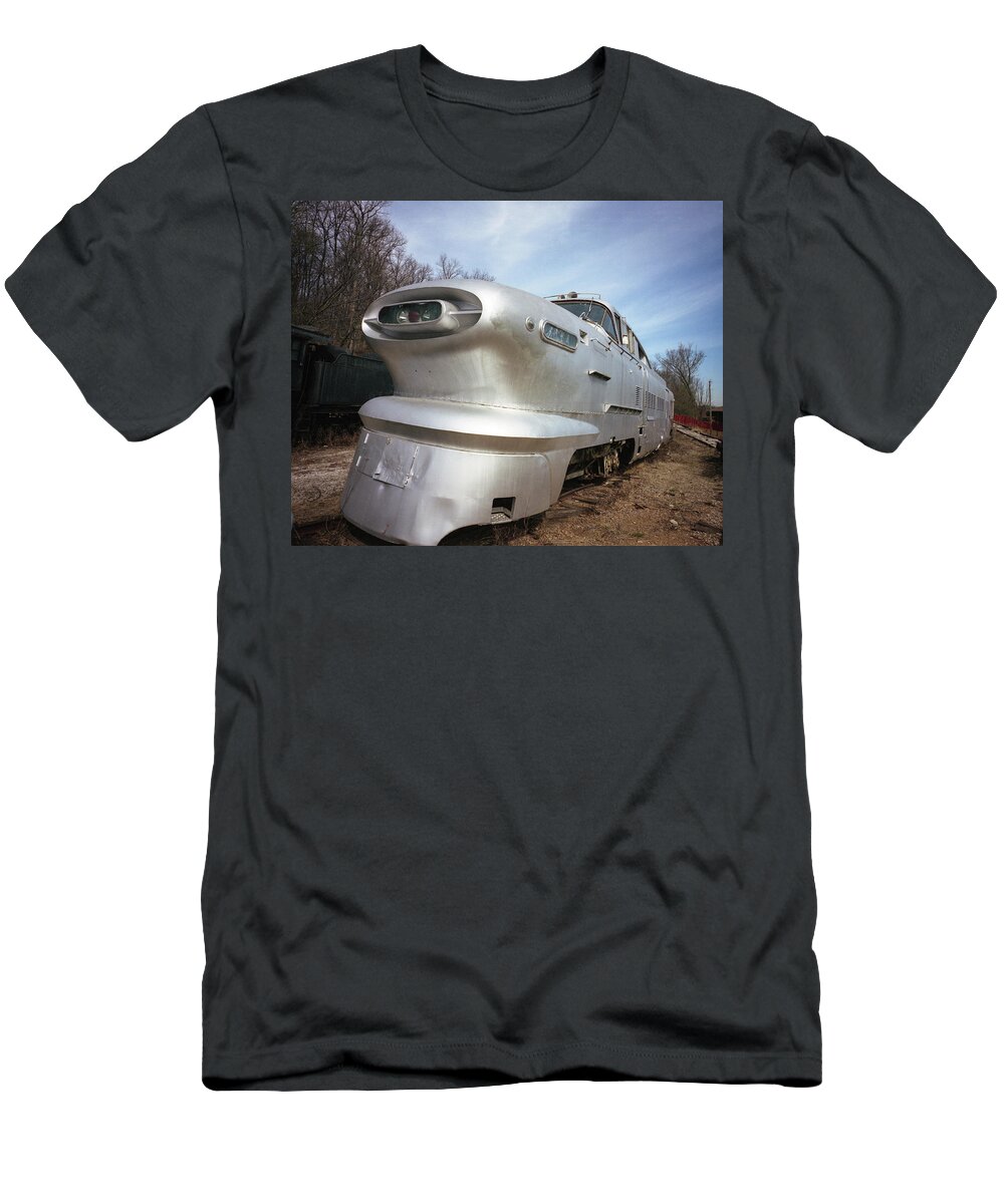 Train T-Shirt featuring the photograph Streamline locomotive by Jim Mathis