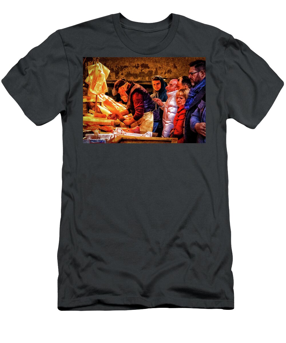 Catania T-Shirt featuring the photograph Street Butcher in Catania, Sicily by Monroe Payne