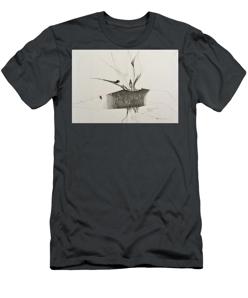 Banksia T-Shirt featuring the painting Strelitzia cross Banksia by Franci Hepburn