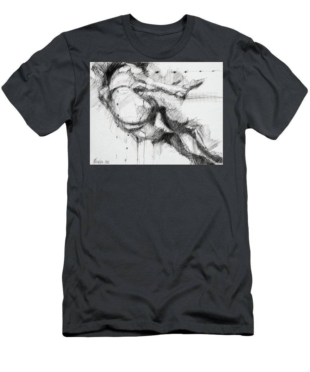 #impaired T-Shirt featuring the drawing Study of a Woman 25 by Veronica Huacuja