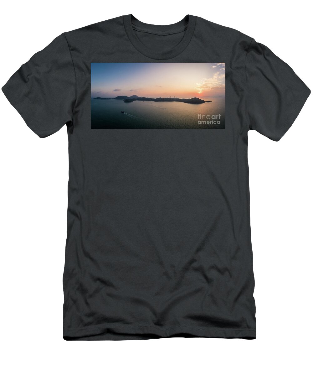 Asia T-Shirt featuring the photograph Stunning aerial panoramic view of the Lamma island in Hong Kong by Didier Marti