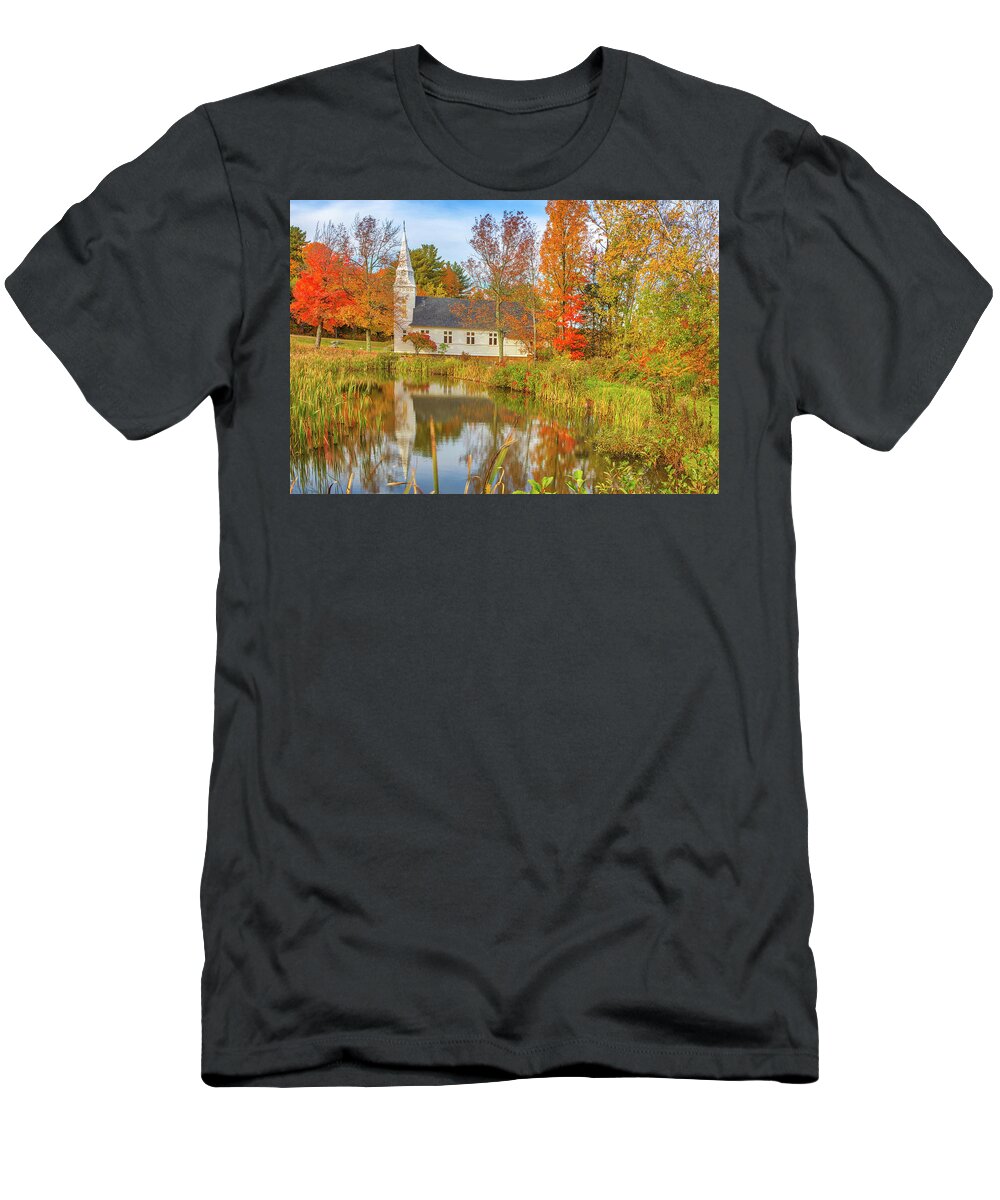 St. Matthew's Chapel T-Shirt featuring the photograph Sugar Hill New Hampshire Fall Foliage St Matthews Chapel by Juergen Roth