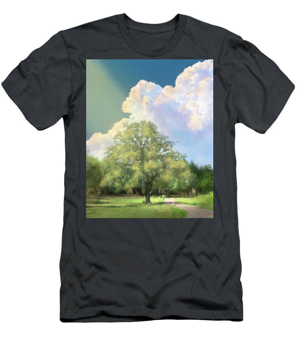 Lake Nokomis T-Shirt featuring the digital art Summer Day at Lake Nokomis by Glenn Galen