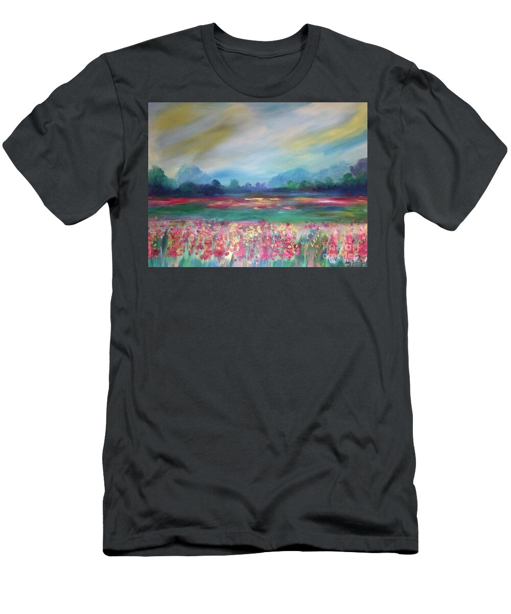 Poppies T-Shirt featuring the painting Summer Impressions by Stacey Zimmerman