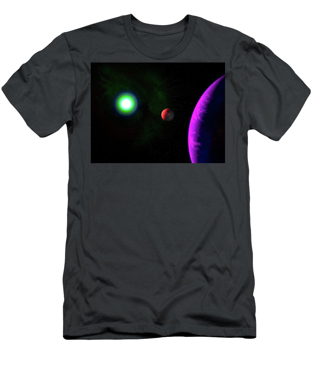  T-Shirt featuring the digital art Sun-Moon-Planet Trio by Don White Artdreamer