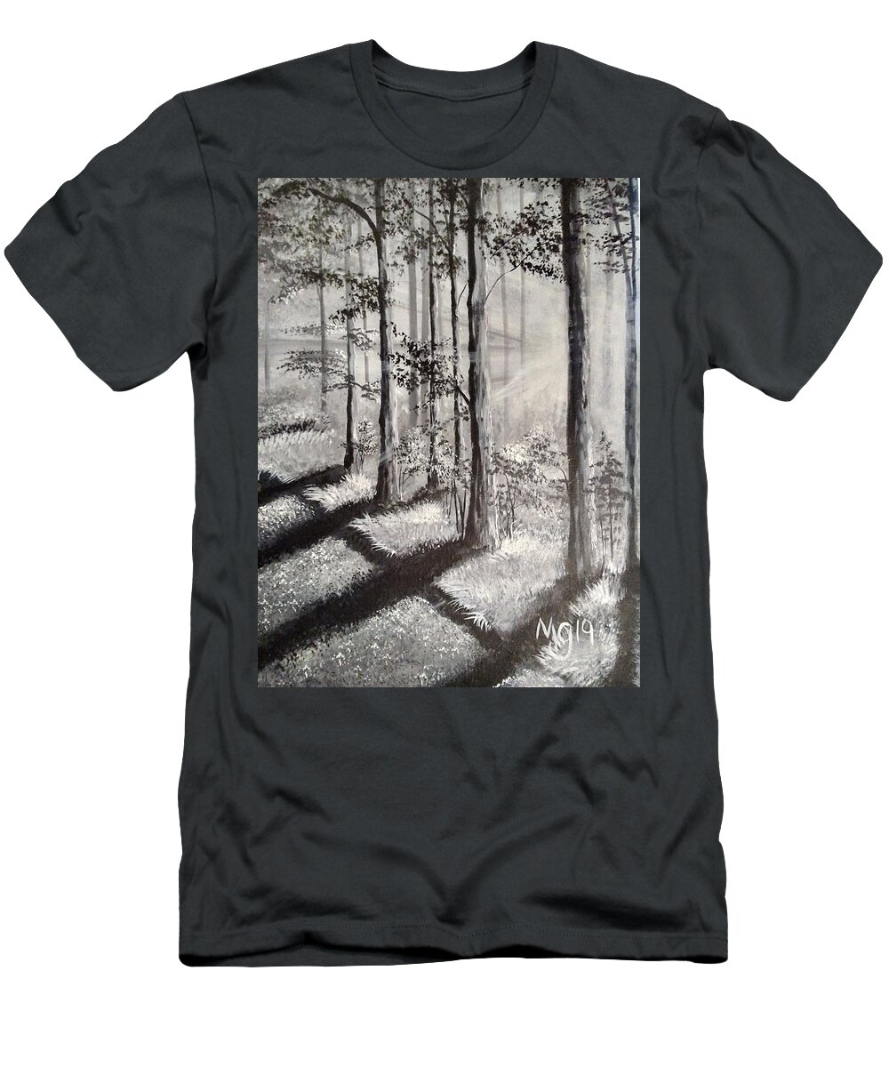 Tree T-Shirt featuring the painting Sun Thru Trees by Mindy Gibbs
