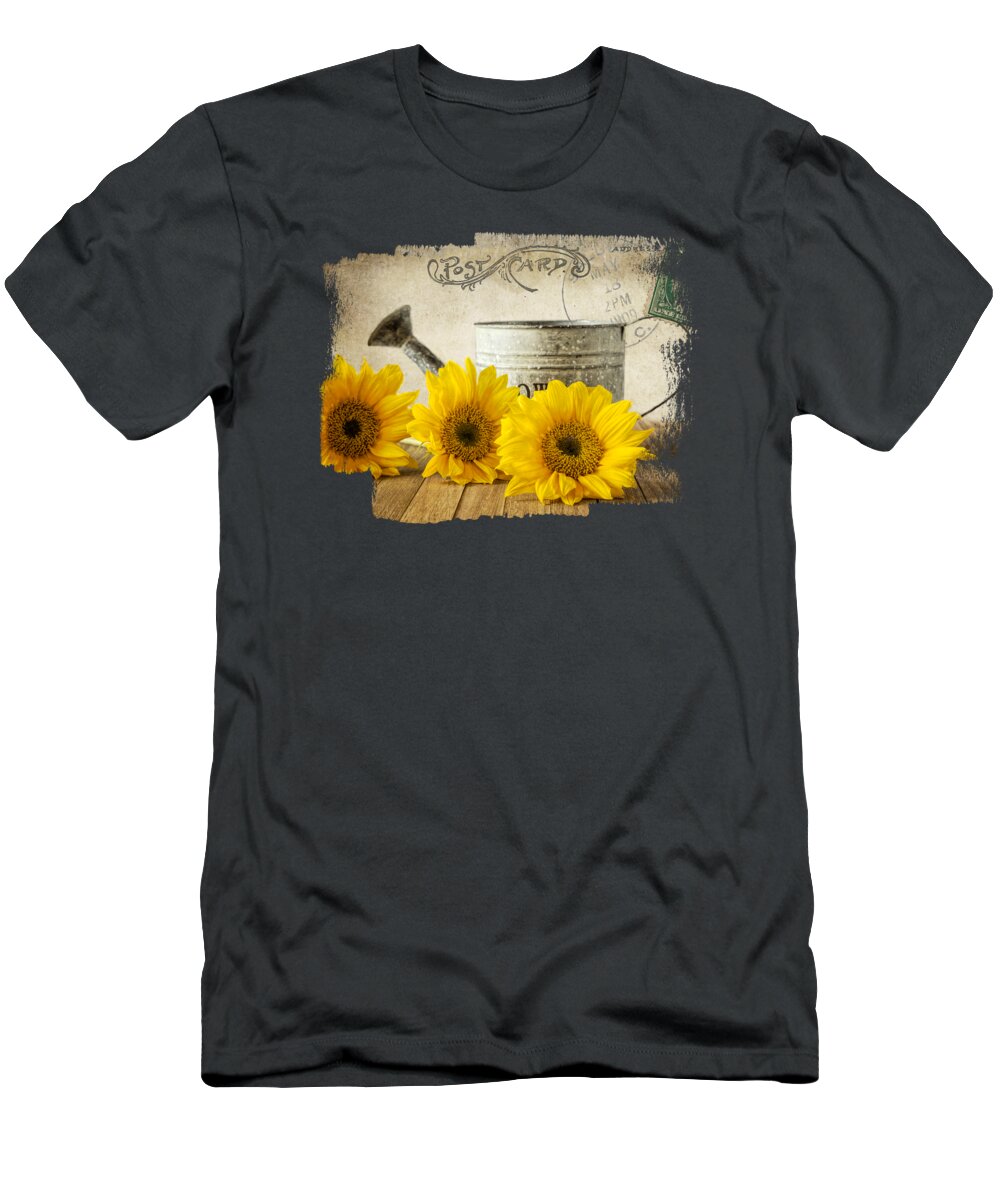 Sunflowers T-Shirt featuring the photograph Sunflowers Postcard by Elisabeth Lucas