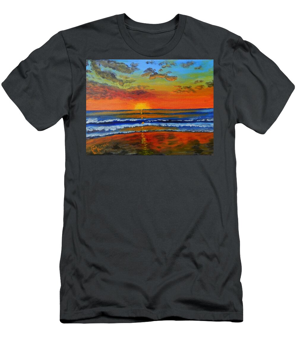 Beach T-Shirt featuring the painting Sunrise #713 by Mike Kling