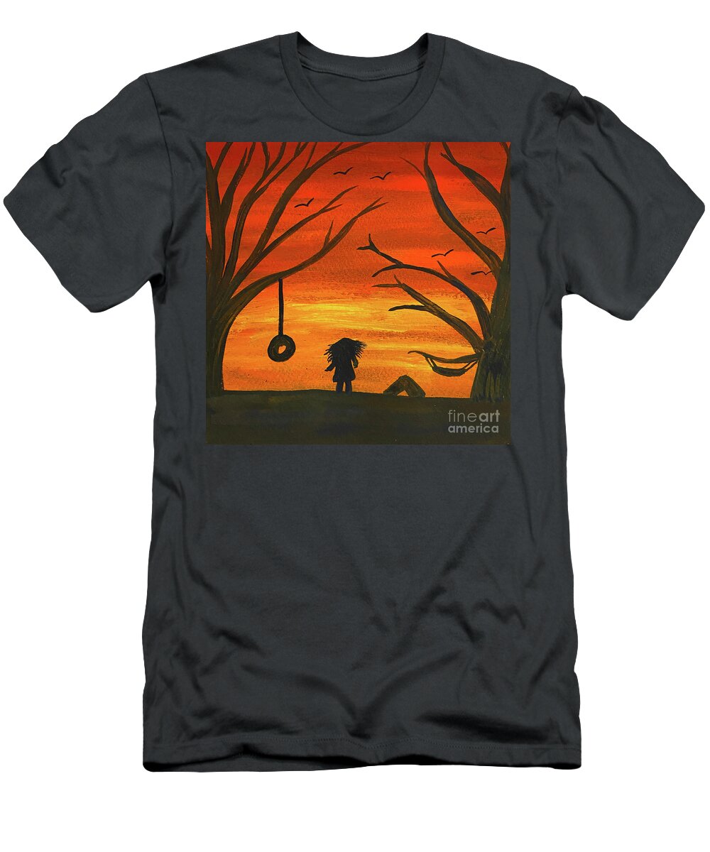 Sunset T-Shirt featuring the painting Sunset Adventure by Lisa Neuman