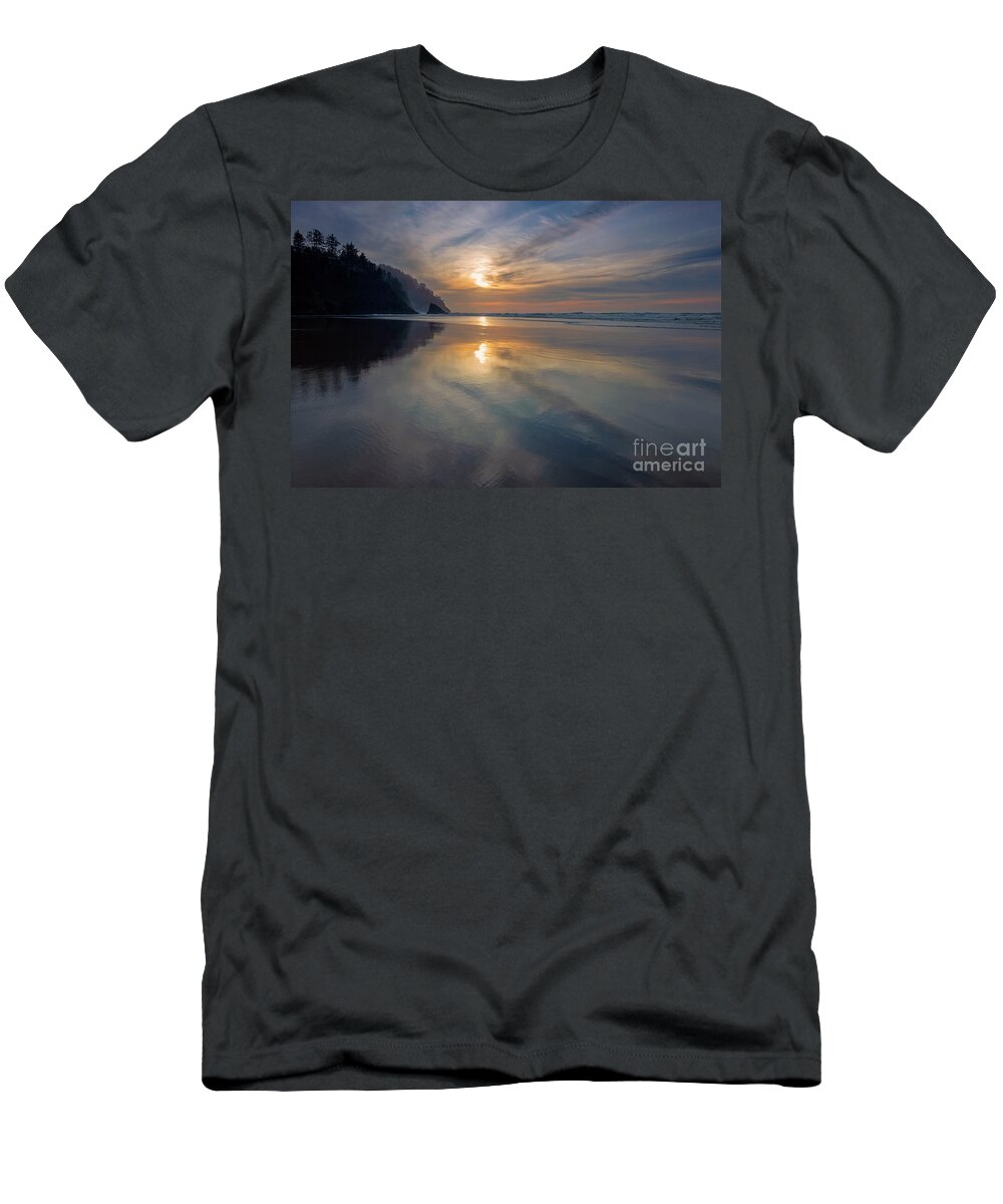 Neskowin T-Shirt featuring the photograph Sunset at Cascade Head by Michael Dawson