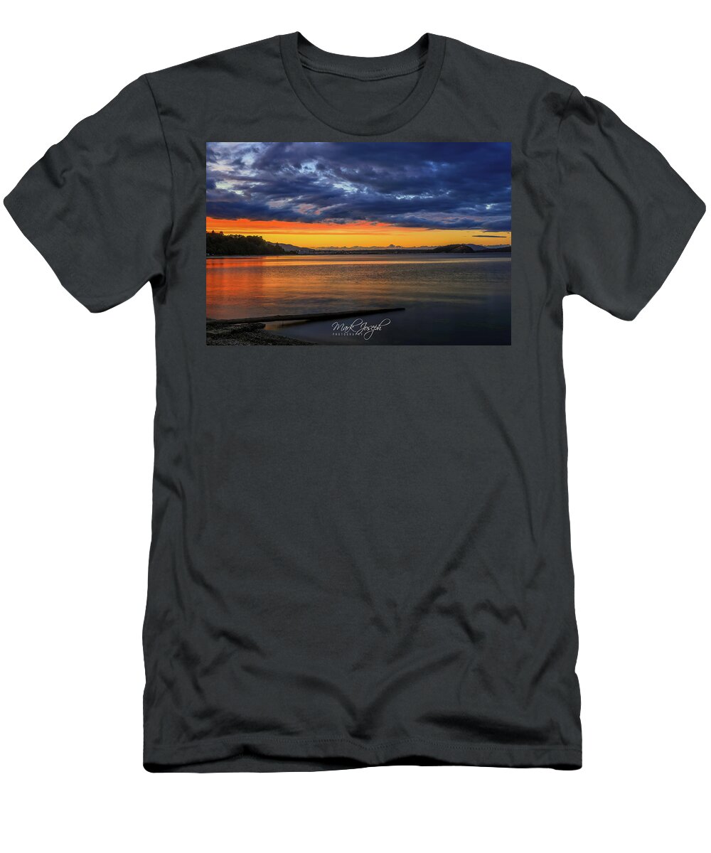 Sunset T-Shirt featuring the photograph Sunset at Fidalgo Bay by Mark Joseph