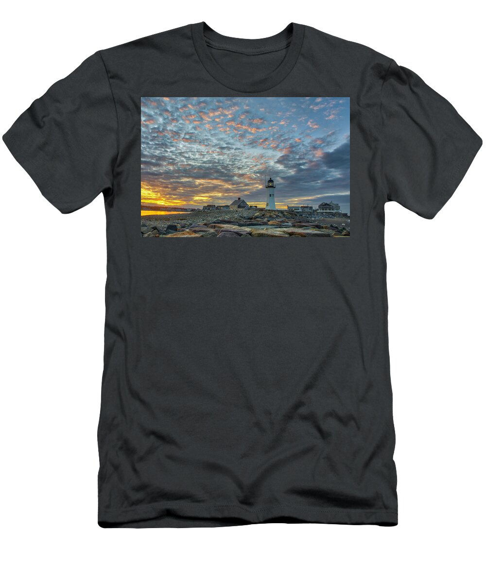 Sunset T-Shirt featuring the photograph Sunset Bliss at Scituate Lighthouse by Juergen Roth