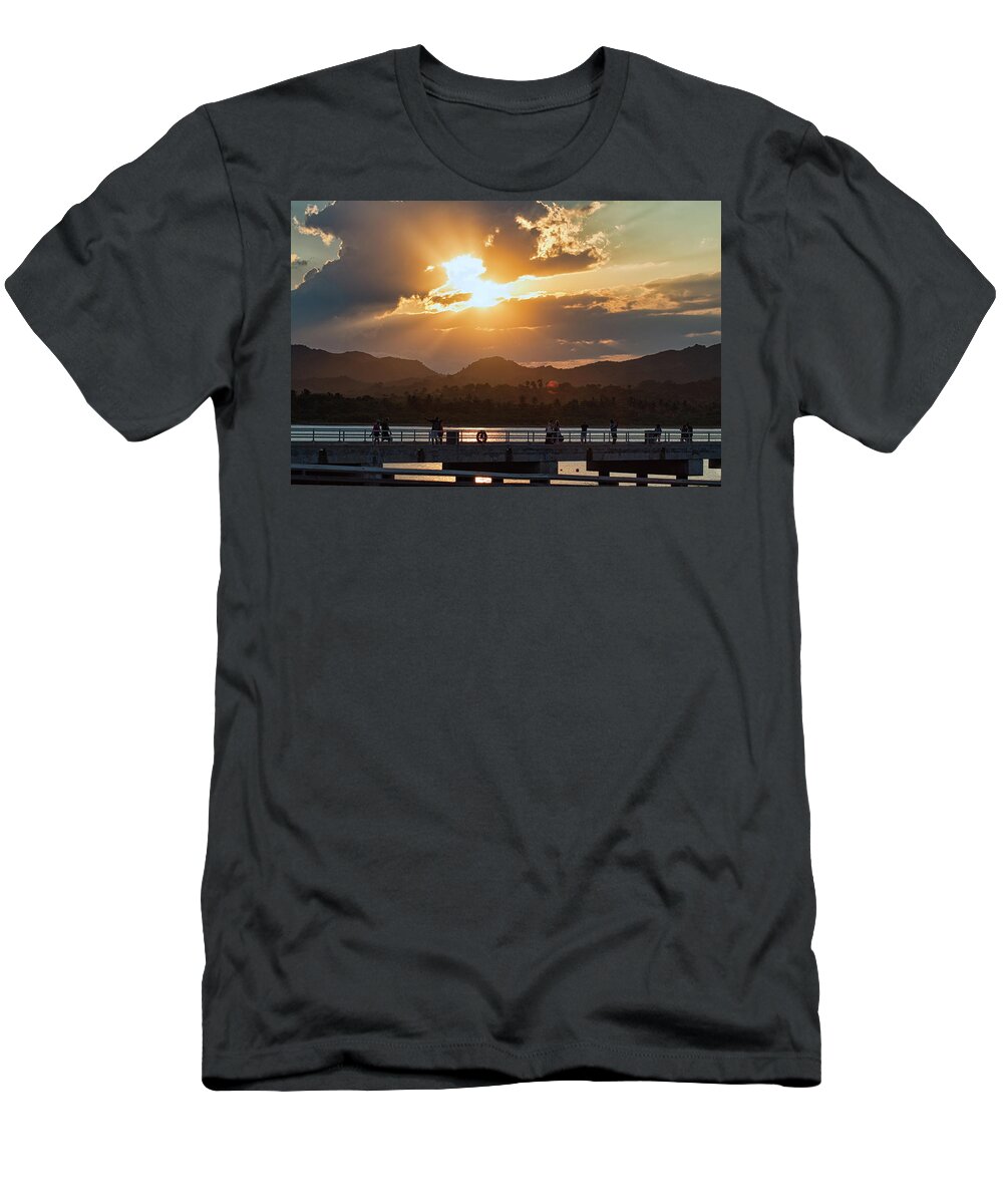 Sunset T-Shirt featuring the photograph Sunset Dock by Portia Olaughlin