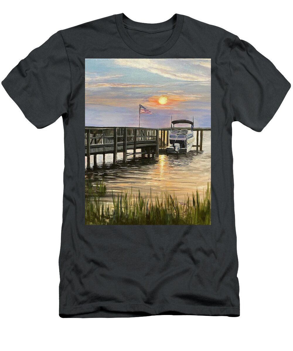 Painting T-Shirt featuring the painting Sunset in Sea Isle by Paula Pagliughi