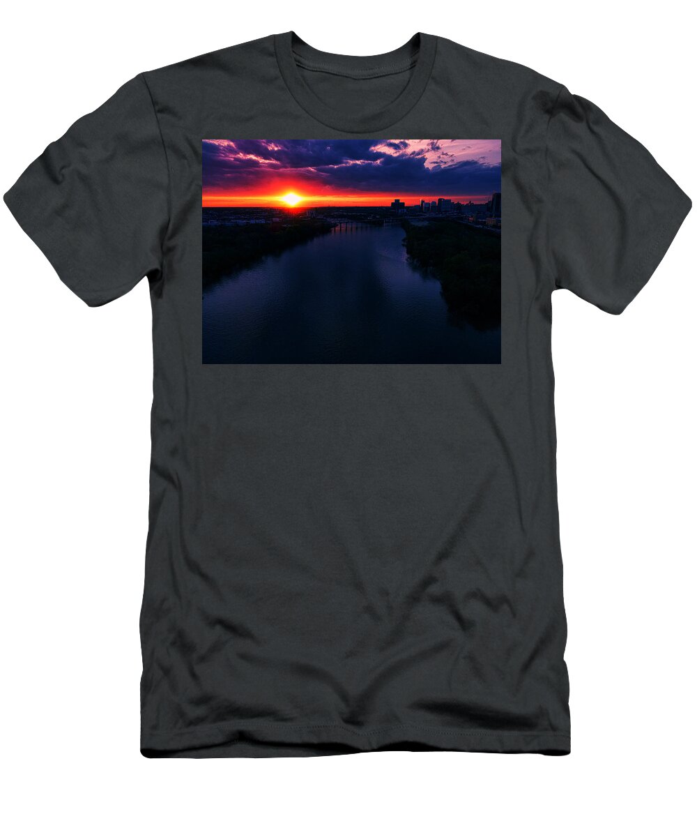  T-Shirt featuring the photograph Sunset on the James by Stephen Dorton