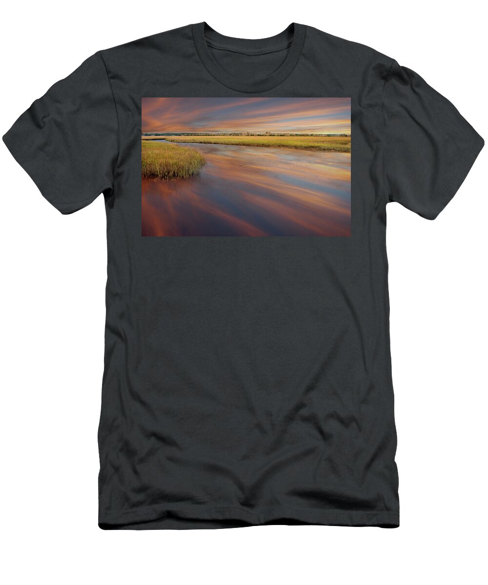 Marsh T-Shirt featuring the photograph Sunset over the Marsh by James C Richardson