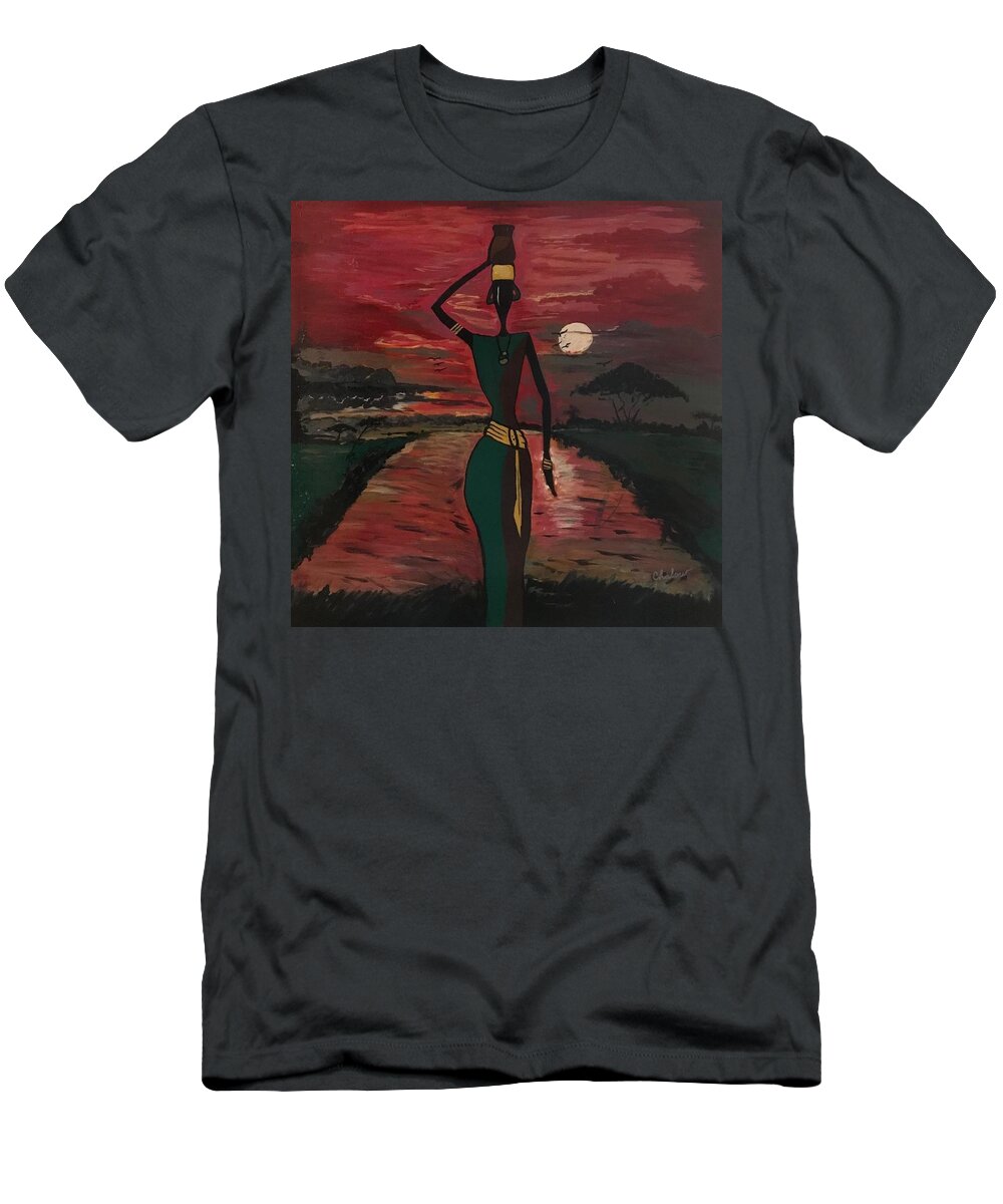  T-Shirt featuring the painting Sunset Queen by Charles Young