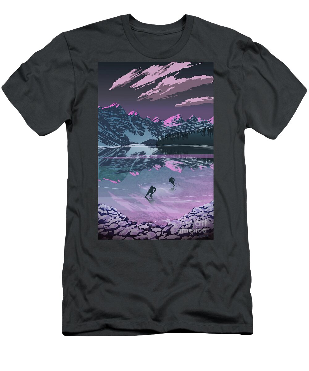 Skate T-Shirt featuring the digital art Sunset Skate by Sassan Filsoof