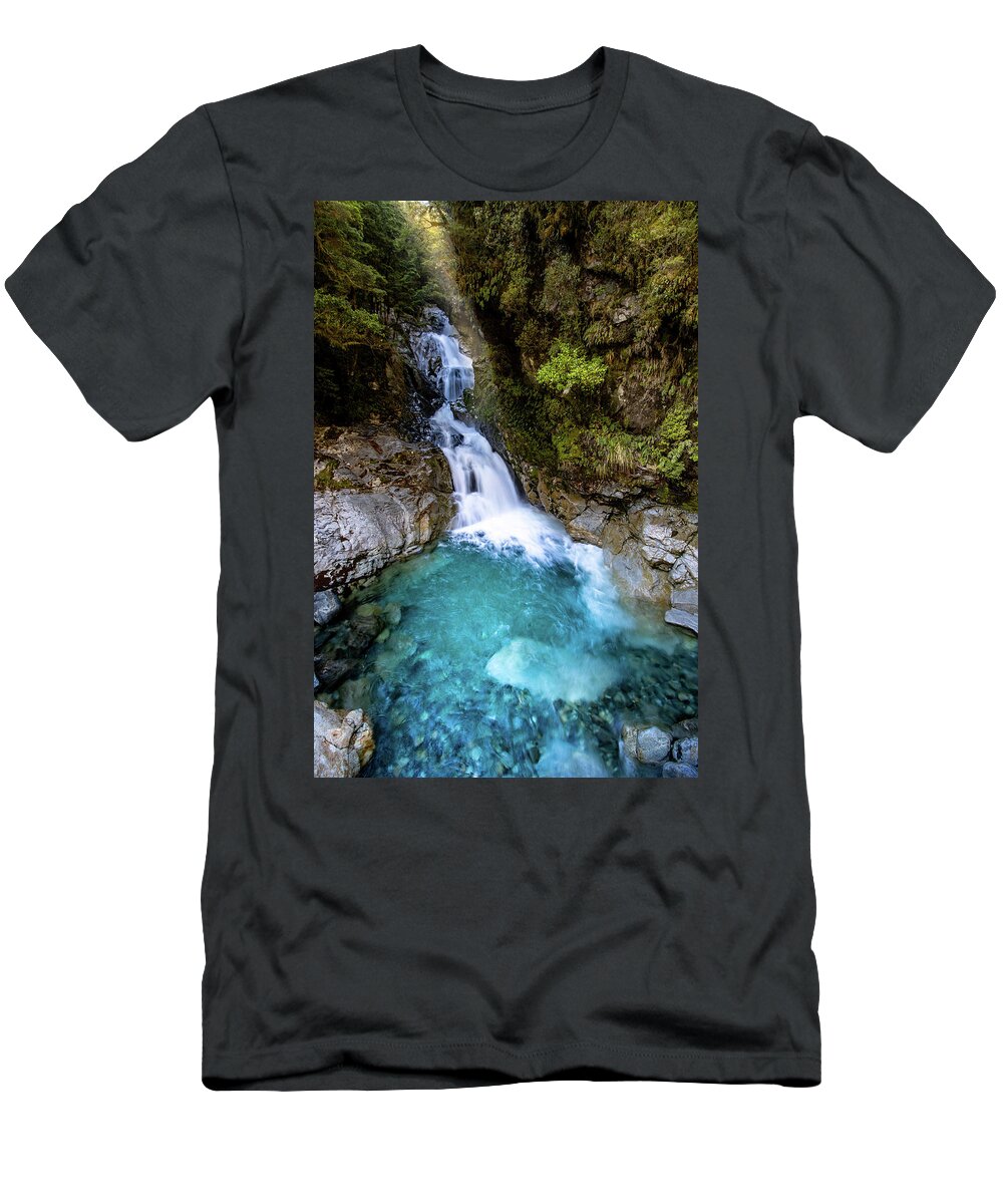 Waterfall T-Shirt featuring the photograph Sunshine on Falls Creek Waterfall by Lance Mosher