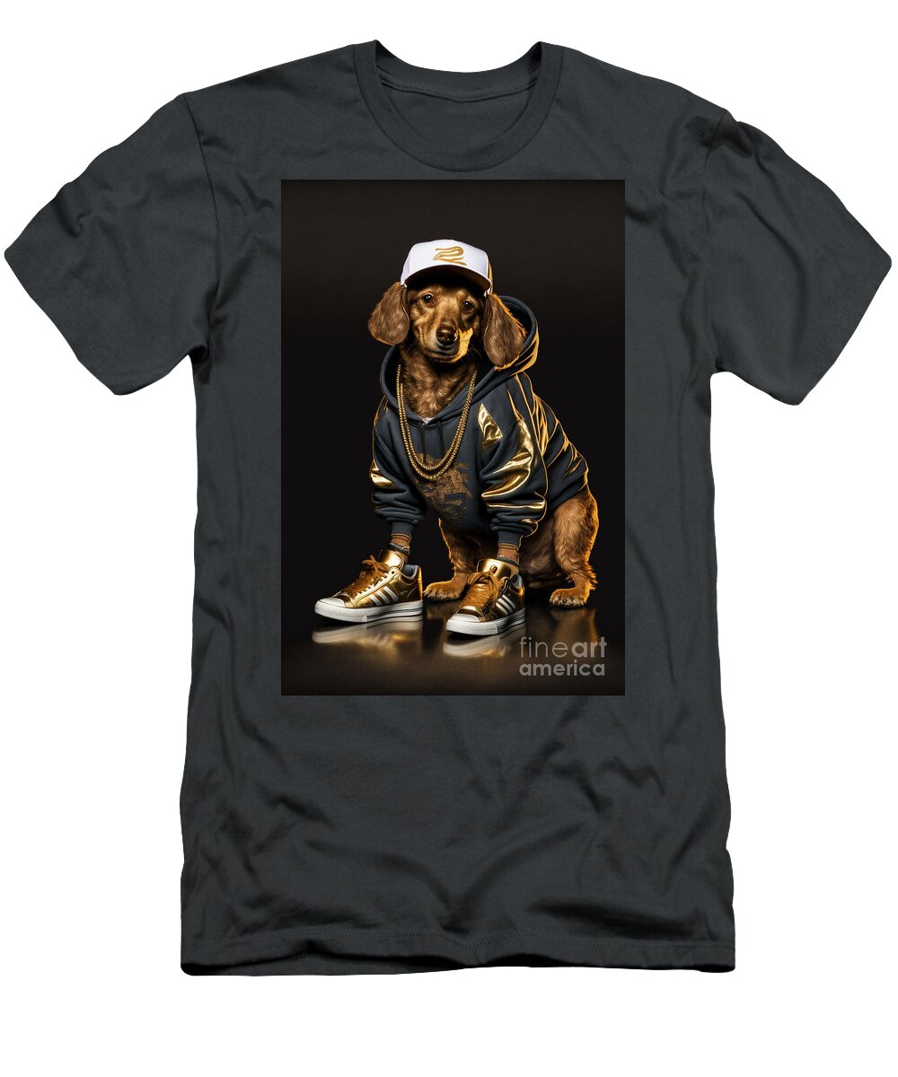 'sup Dawgg Dachshund T-Shirt featuring the mixed media 'Sup Dawgg Dachshund by Jay Schankman