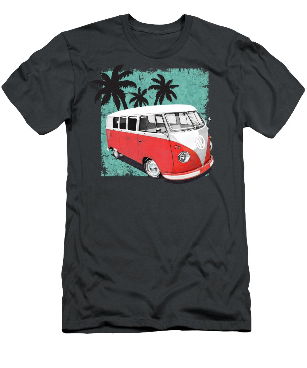 Surf T-Shirt featuring the drawing Surf Bus by Paul Kuras