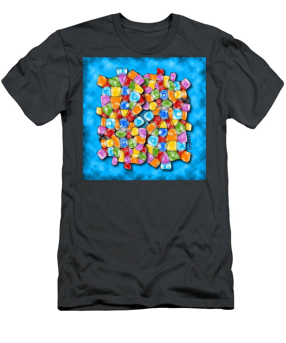 Multicolor Surface T-Shirt featuring the digital art Surface #12 by Ljev Rjadcenko