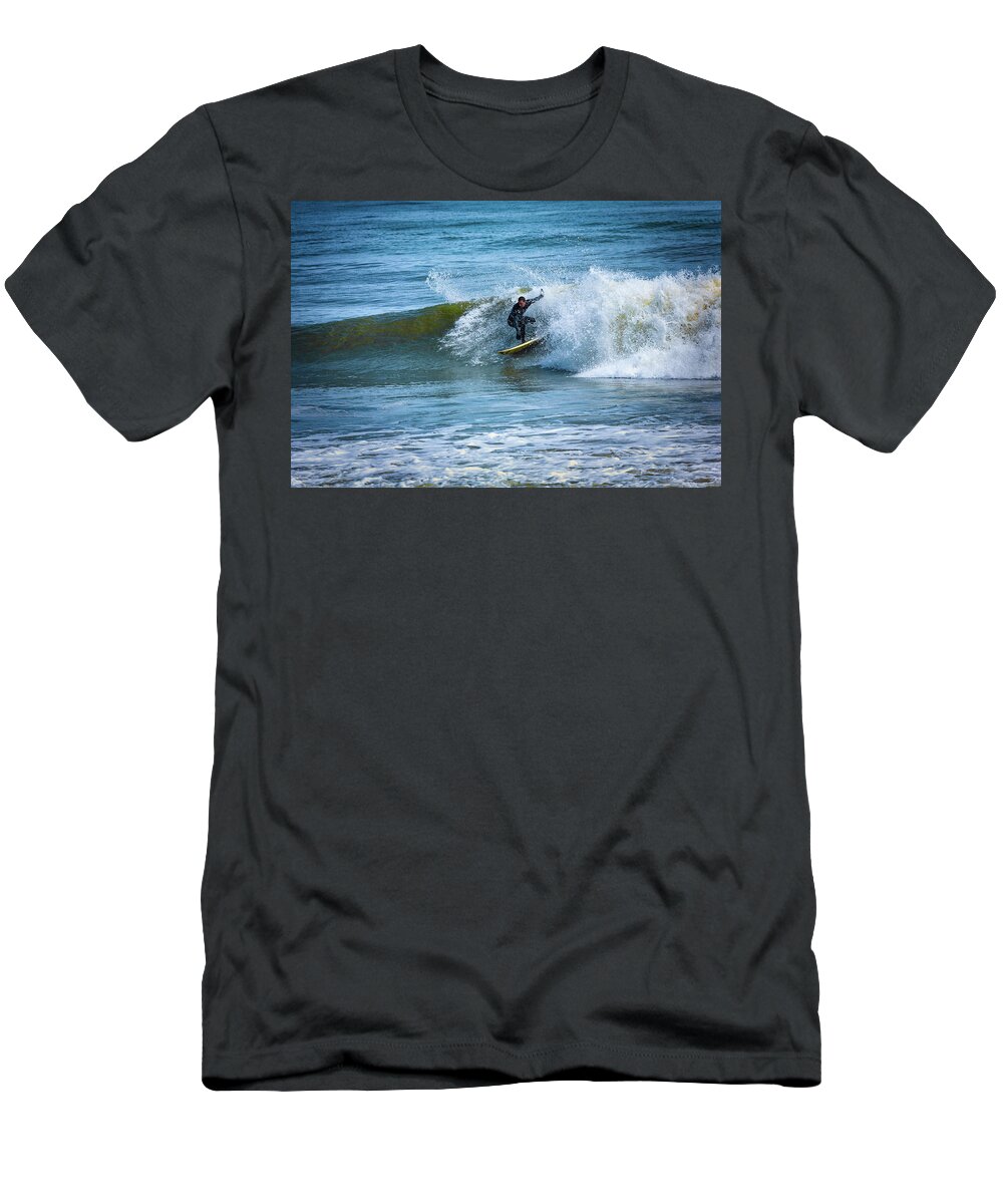 North Carolina T-Shirt featuring the photograph Surfing the Outer Banks by Dan Carmichael