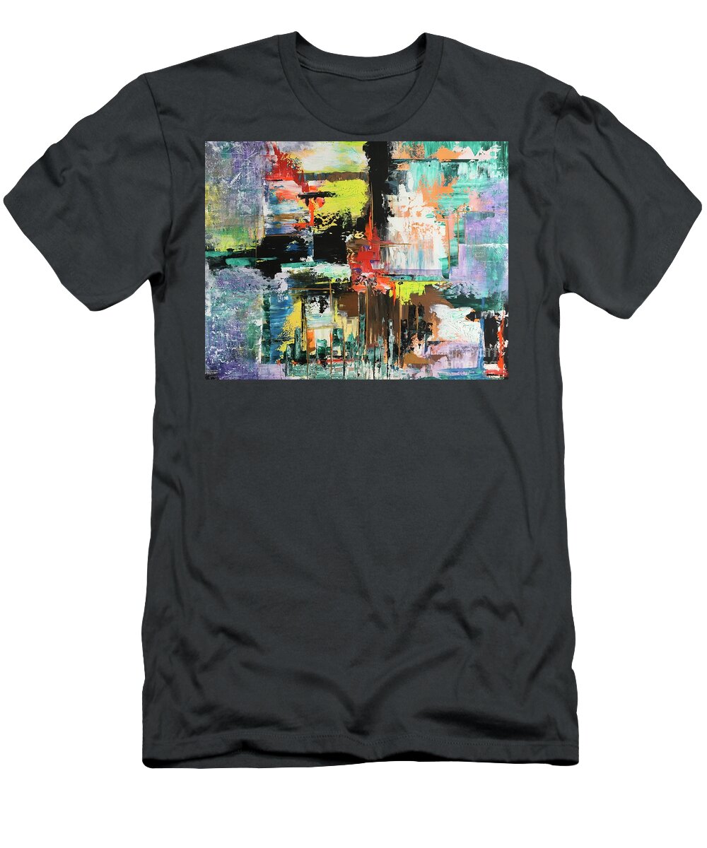 Abstract T-Shirt featuring the painting Surrounded by Maria Karlosak