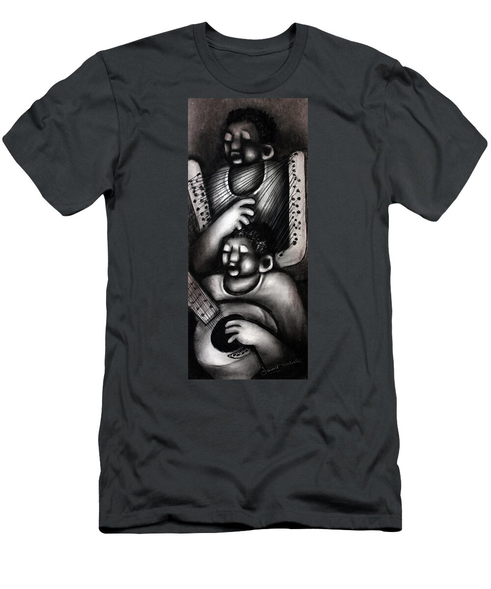 Moa T-Shirt featuring the painting Sweet Sounds by David Mbele