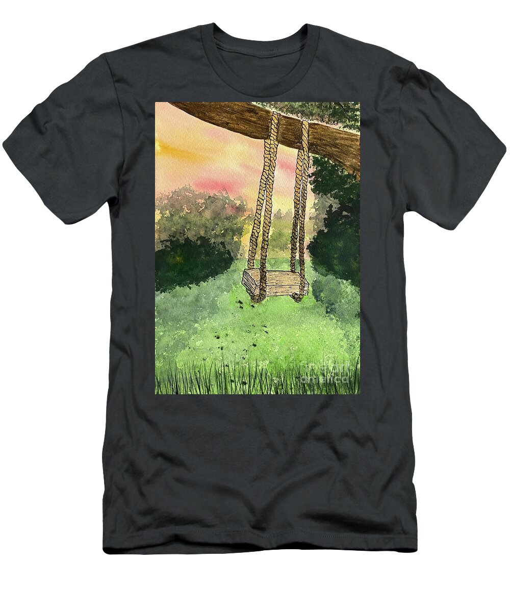 Swing T-Shirt featuring the mixed media Swing by Lisa Neuman