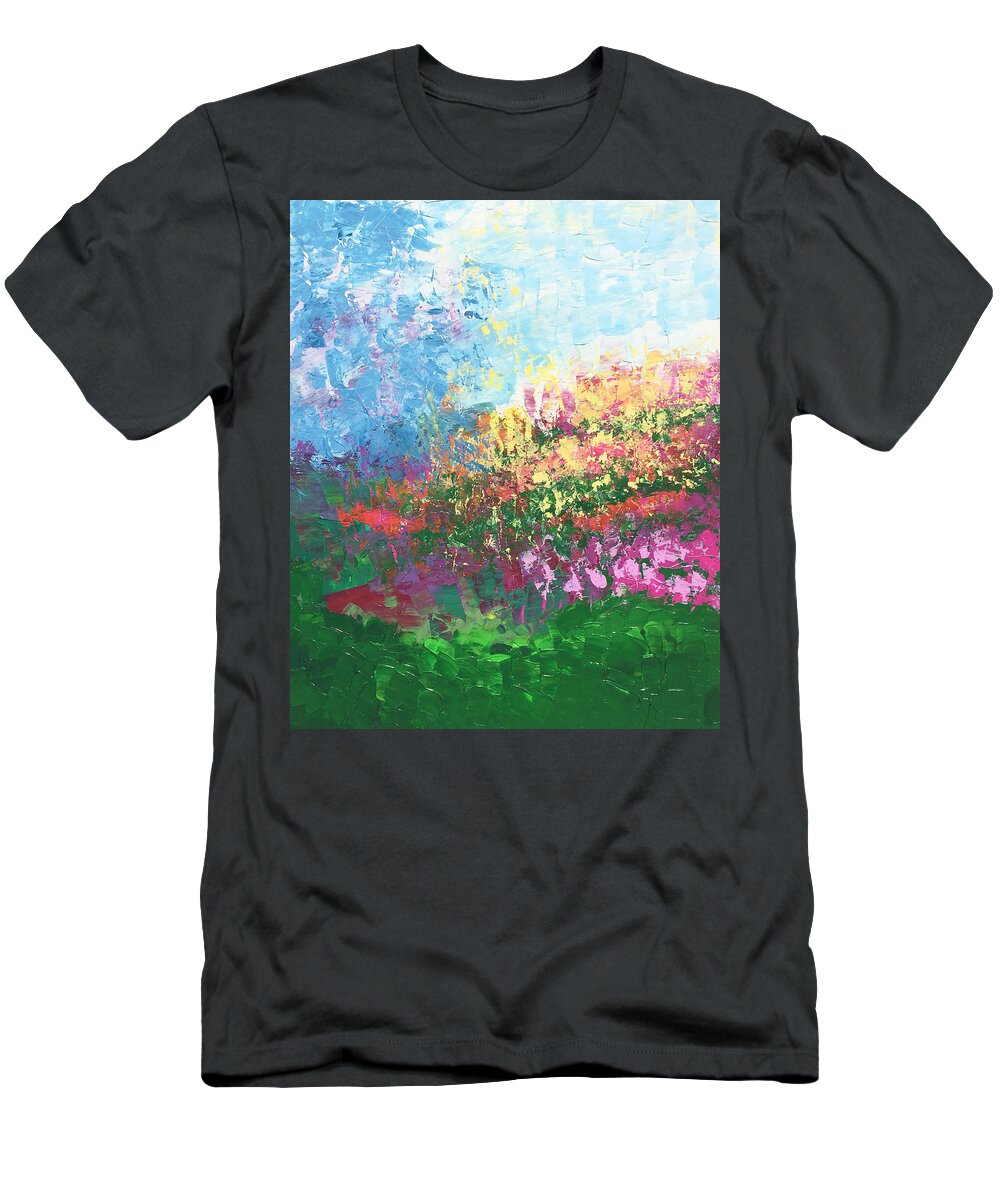 Swiss T-Shirt featuring the painting Swiss Meadow by Linda Bailey