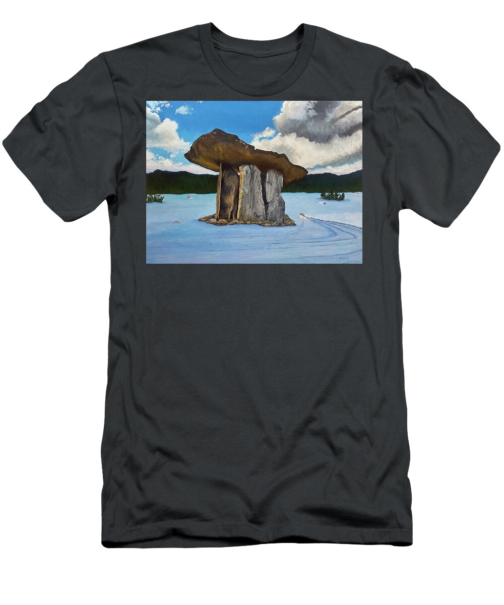 Table Rock T-Shirt featuring the painting Table Rock Lake by Thomas Blood