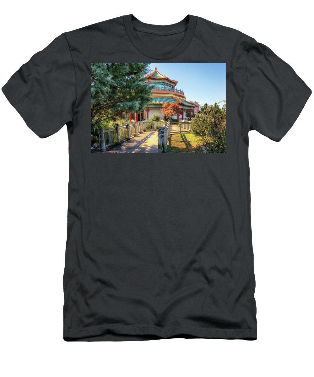 Pagoda T-Shirt featuring the photograph Taiwan Friendship Pavillion - Norfolk by Susan Rissi Tregoning