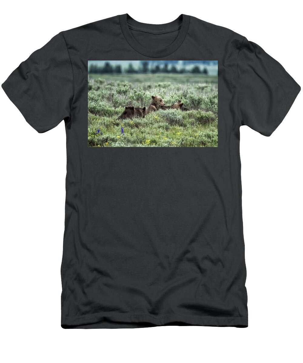 Bear Cubs T-Shirt featuring the photograph Talk to the Hand, Grizzly Bear Cub Style by Belinda Greb