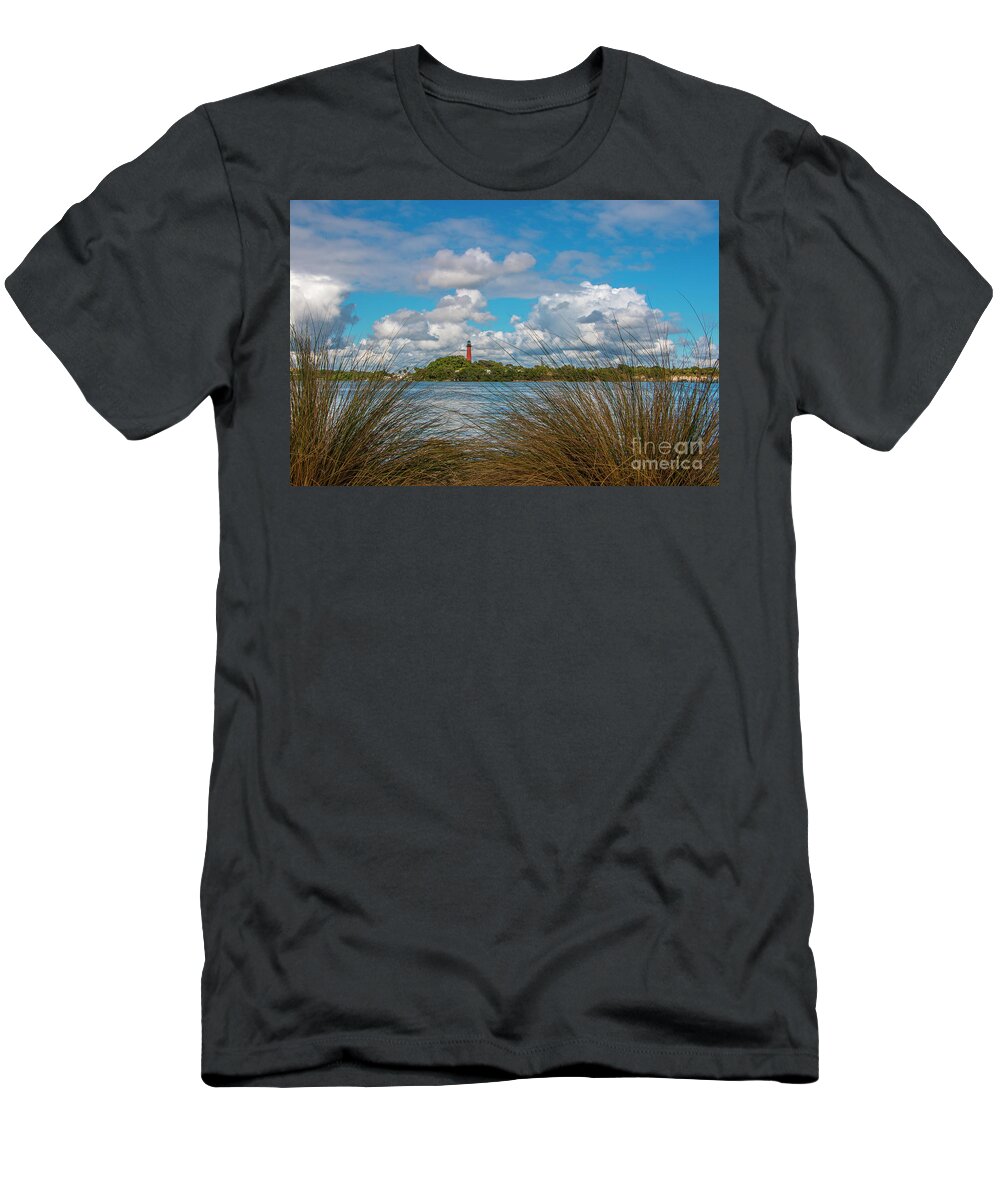 Grass T-Shirt featuring the photograph Tall Grass and Lighthouse by Tom Claud