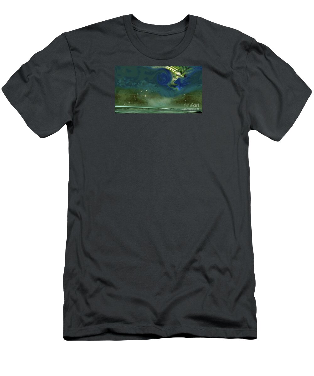 Night T-Shirt featuring the mixed media WINGS No. 3 Wild Sky by Zsanan Studio