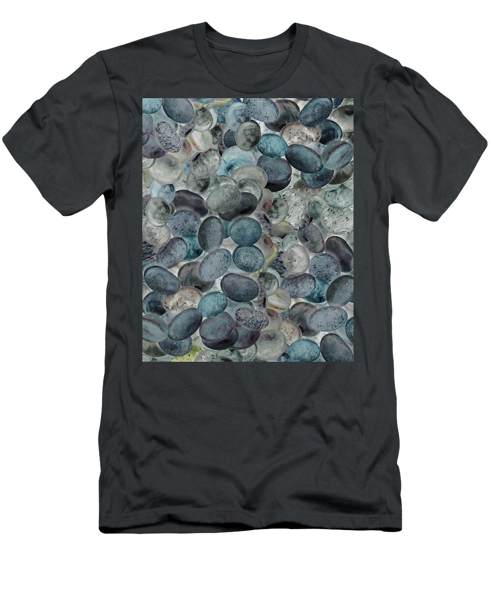 Beach Rocks T-Shirt featuring the painting Teal Beach Rocks Collection Watercolor I by Irina Sztukowski