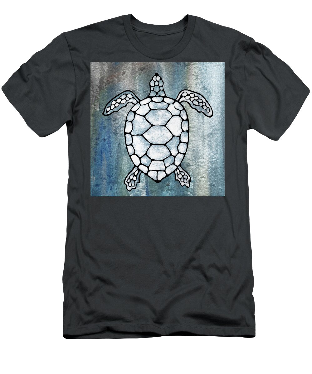Teal Blue Watercolor Tortoise Under The Sea Turtle Native Art Ocean ...
